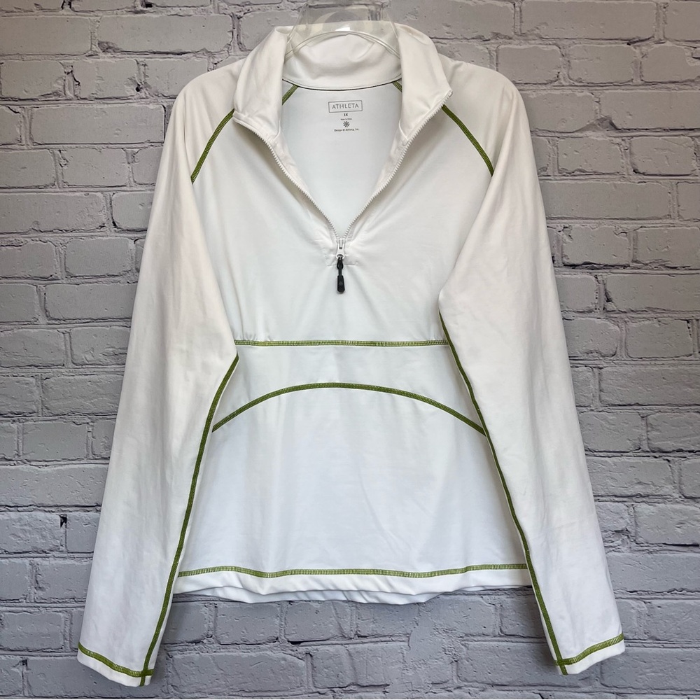 Athleta Sun Shade 1/4 Zip Long Sleeve Pullover Rashguard White Size 1X